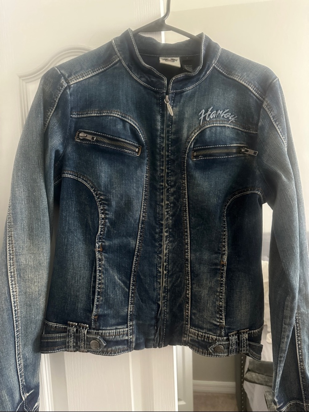 Harley-Davidson Women's Faded Blue Denim Moto Jacket